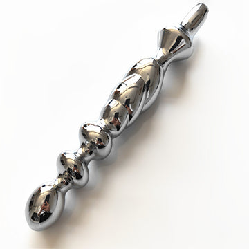 Long Metal Spiral Beaded Anal Plug