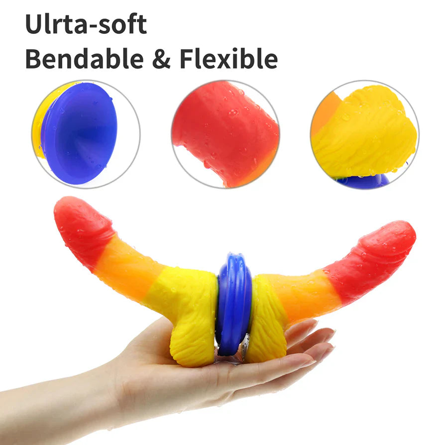 Small Rainbow Curved Dildo for Beginners