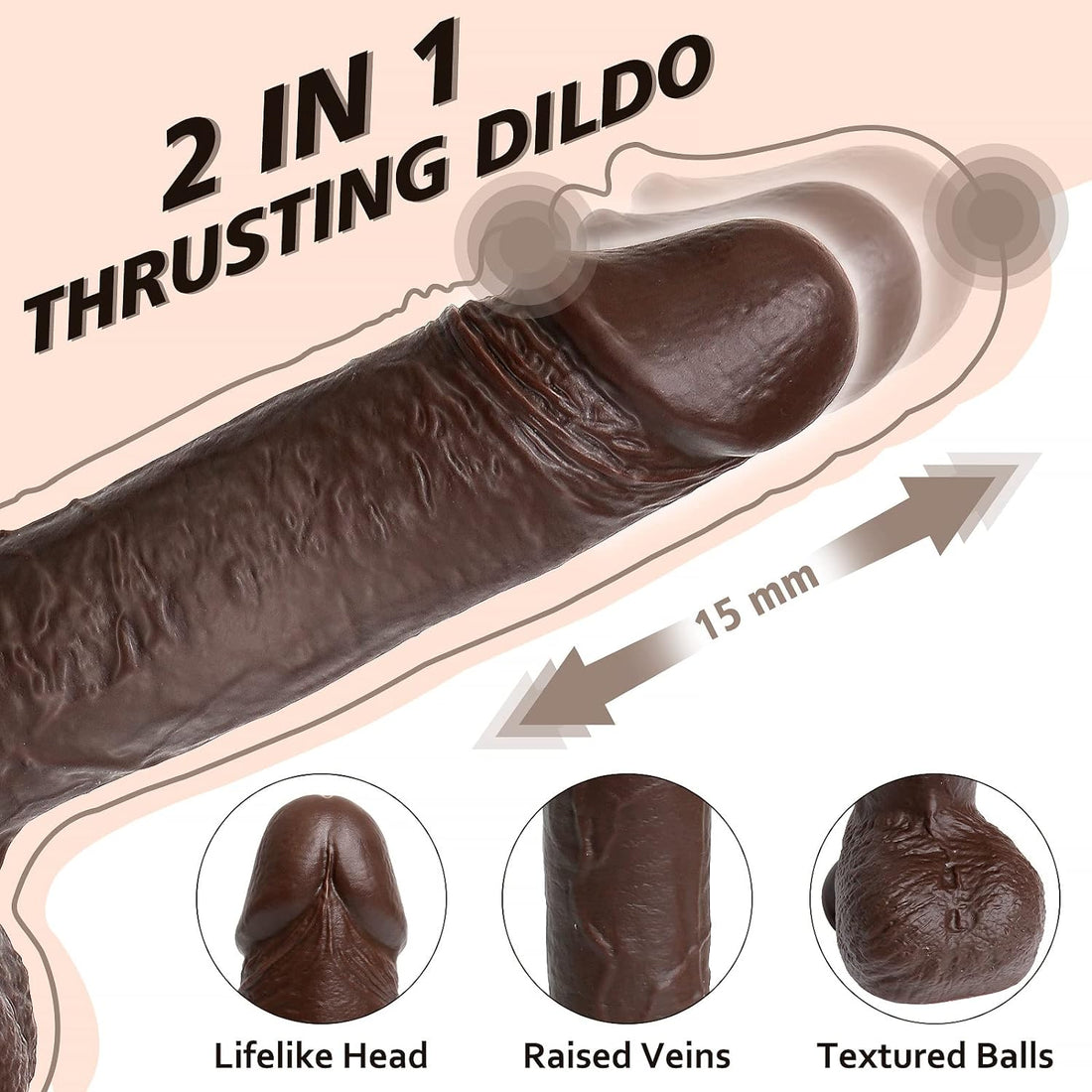 Remote Control Black Vibrating Thrust Dildo