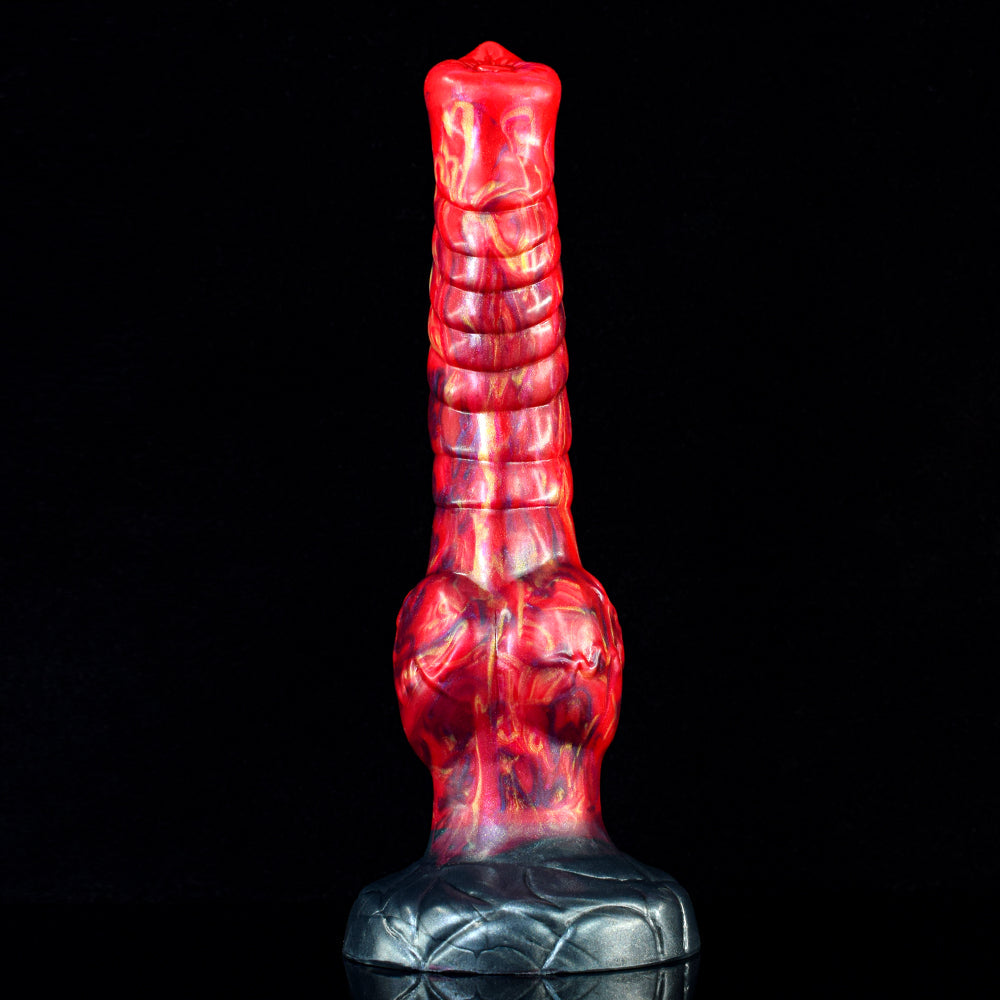 9 Inch Textured Red Monster Horse Dildo
