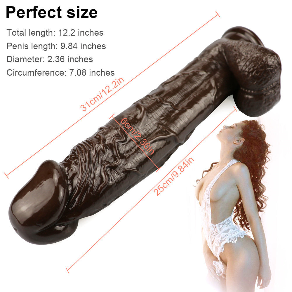 12 Inch Long Big Head Brown Dildo