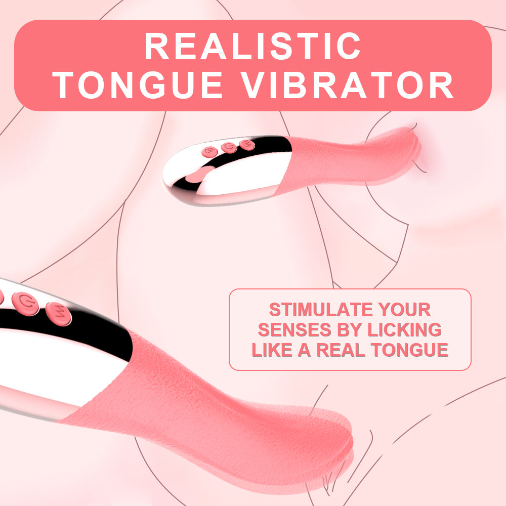 Pink Silicone Soft Realistic Tongue Vibrator