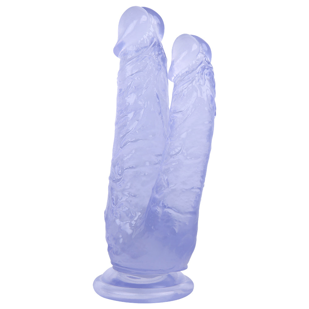 Blue Jelly Silicone Double Penetration Dildo