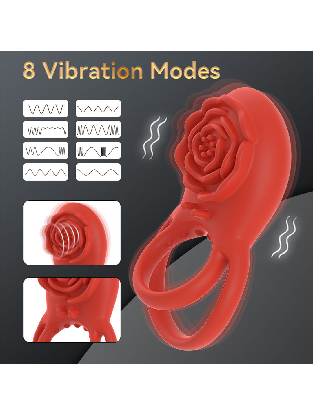 Rose Clitoral Vibrator Cock Ring For Couples