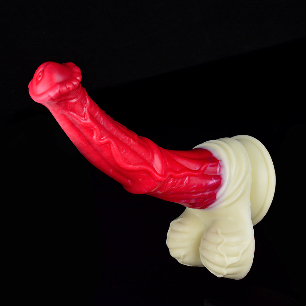 Texture 9 Inch Red Silicone Fantasy Horse Dildo