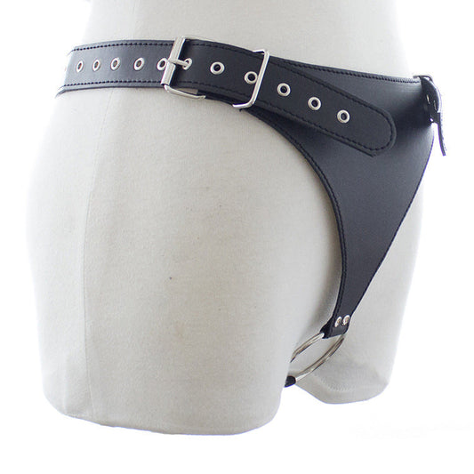 Black Leather Bondage Strap On Harness