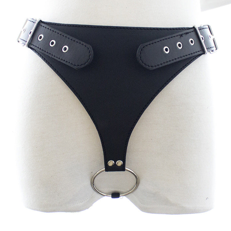 Black Leather Bondage Strap On Harness