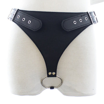 Black Leather Bondage Strap On Harness