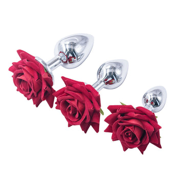 Metal Anal Training Kit with Rose Butt Plug