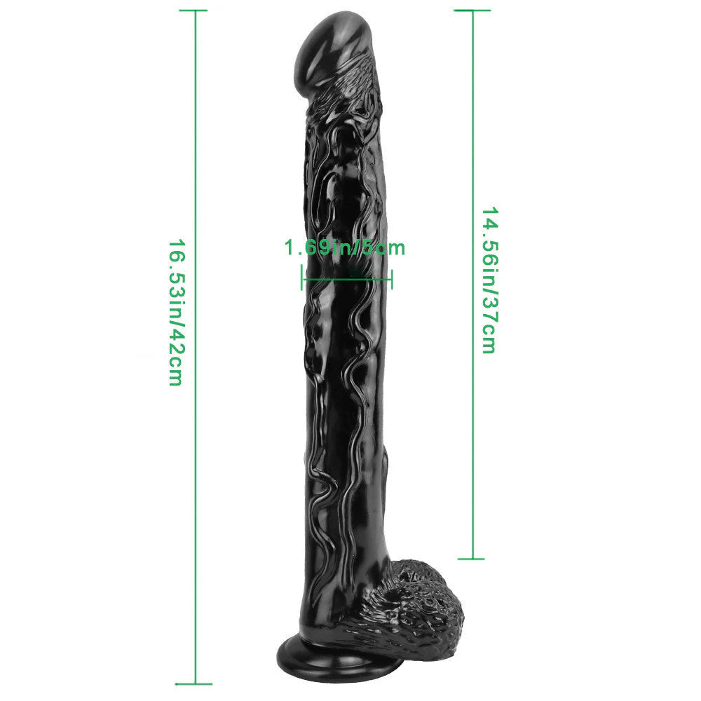 16 Inch Realistic Texture Brown Extra Long Dildo