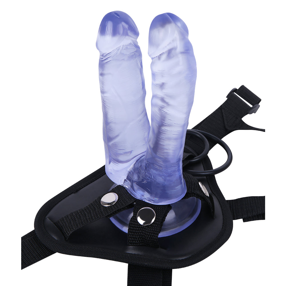Blue Jelly Double Penetration Strap On