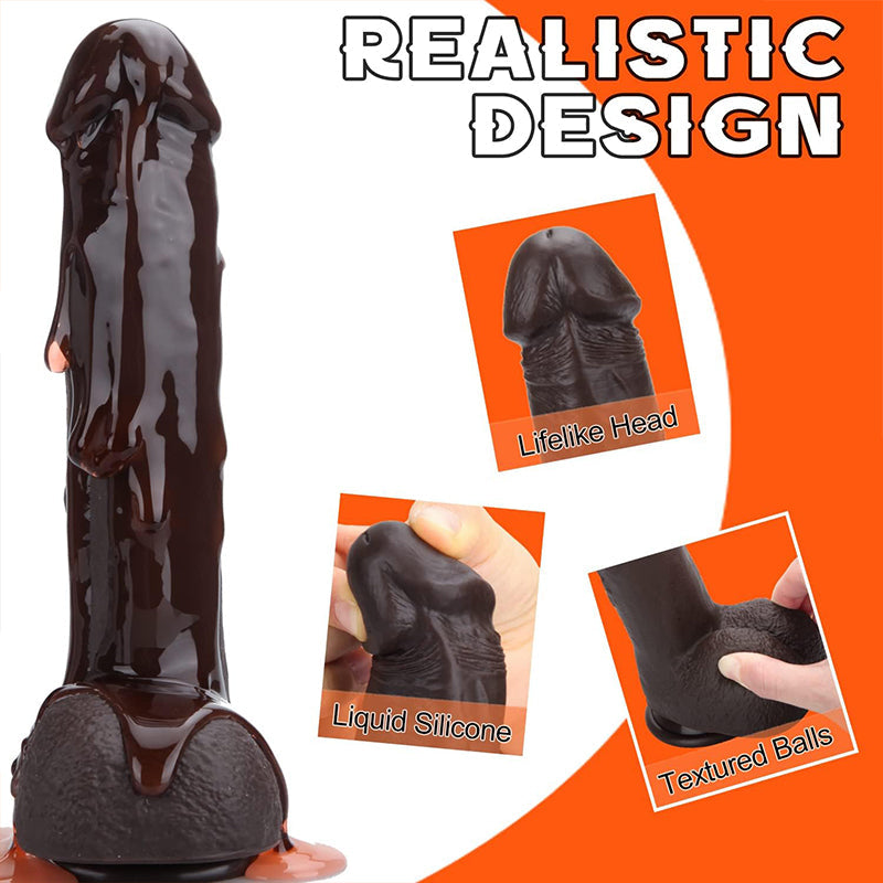 9 Inch Black Heated Vibrating Thrusting Dildo