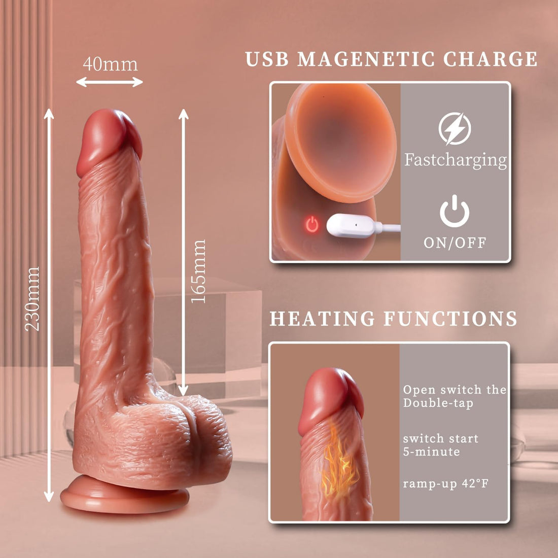 9 Inch Remote Vibrating Realistic Thrusting Dildo