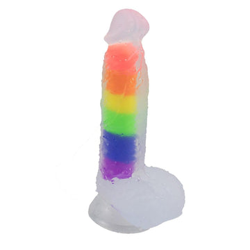 Dual Density Silicone Rainbow Jelly Dildo