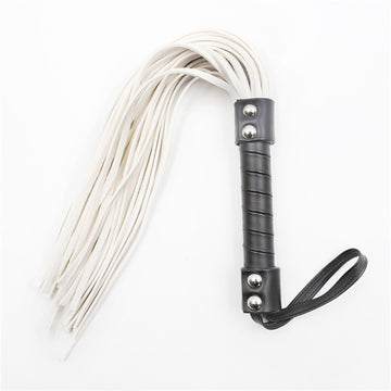 White Riding Whip Leather BDSM Flogger