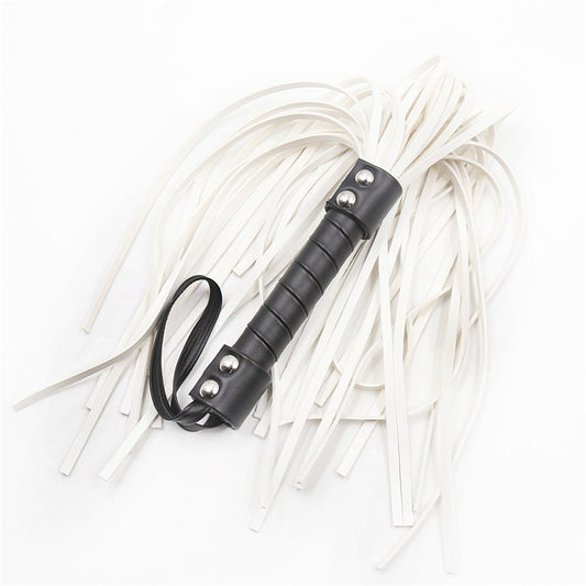 White Riding Whip Leather BDSM Flogger