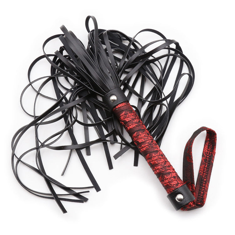 Red Short Handle Leather Tassel BDSM Flogger