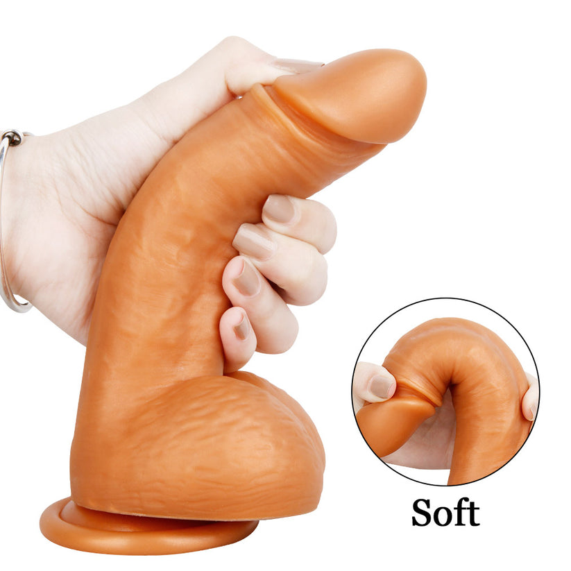 Soft Silicone Gold Realistic Short and chubby Dildo