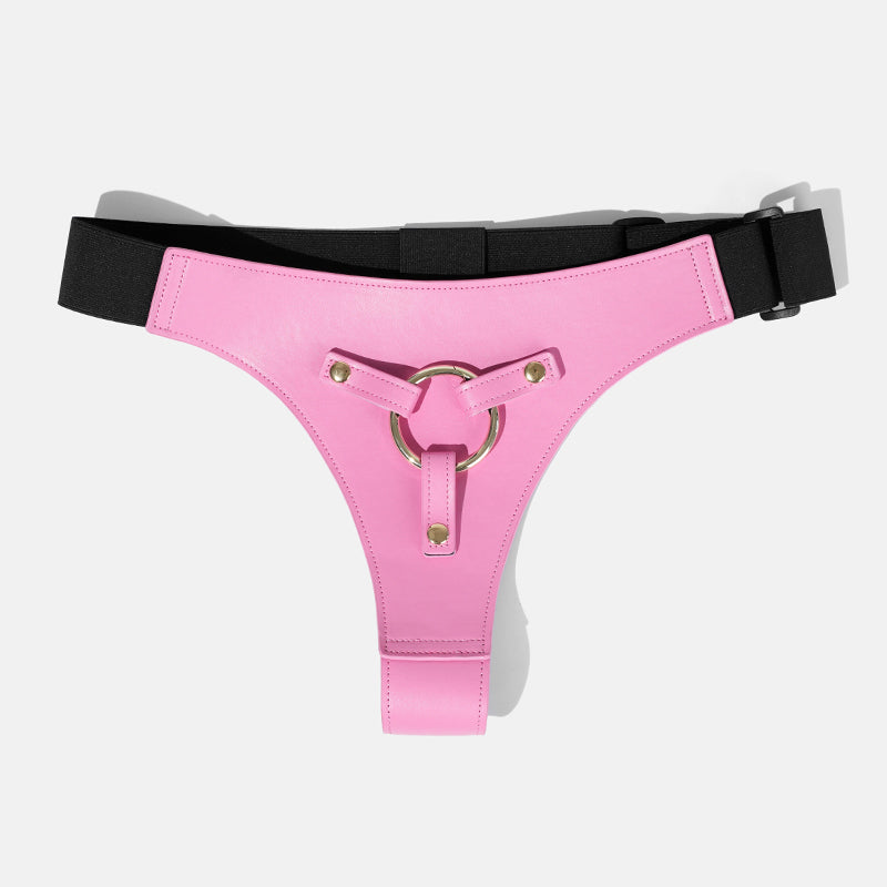 Pink Cute Leather Strap On Harness