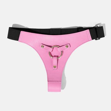 Pink Cute Leather Strap On Harness