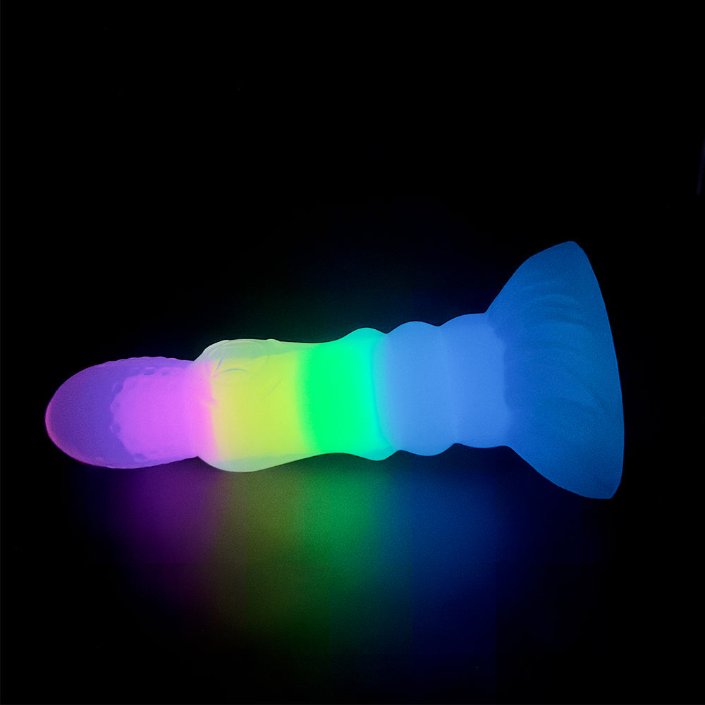 Rainbow Fantasy Silicone Glow-in-the-Dark Dildo