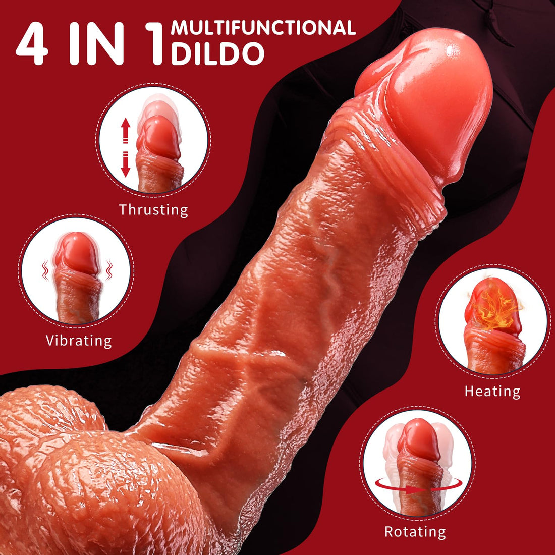 8.5-inch Remote Realistic Thrusting Heating Dildo