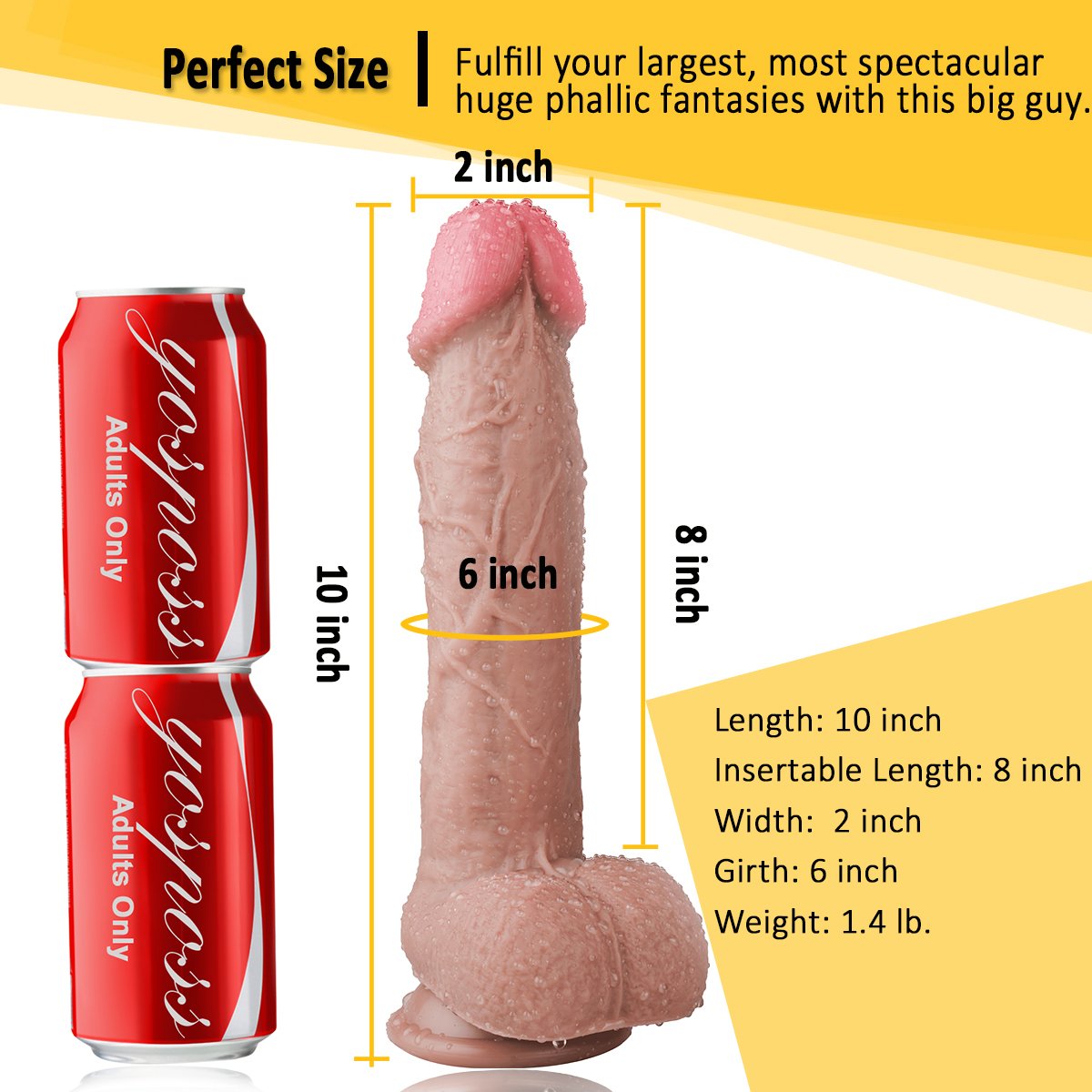 10 Inch Big Waterproof Dual-Density Textured Realistic Silicone Dildo