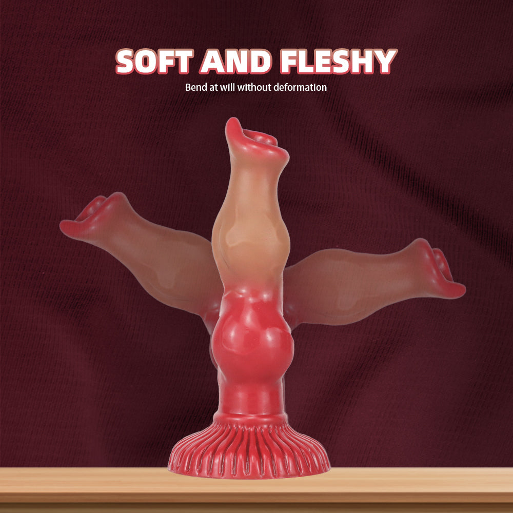 Red Silicone Knot Fantasy Dog Dildo