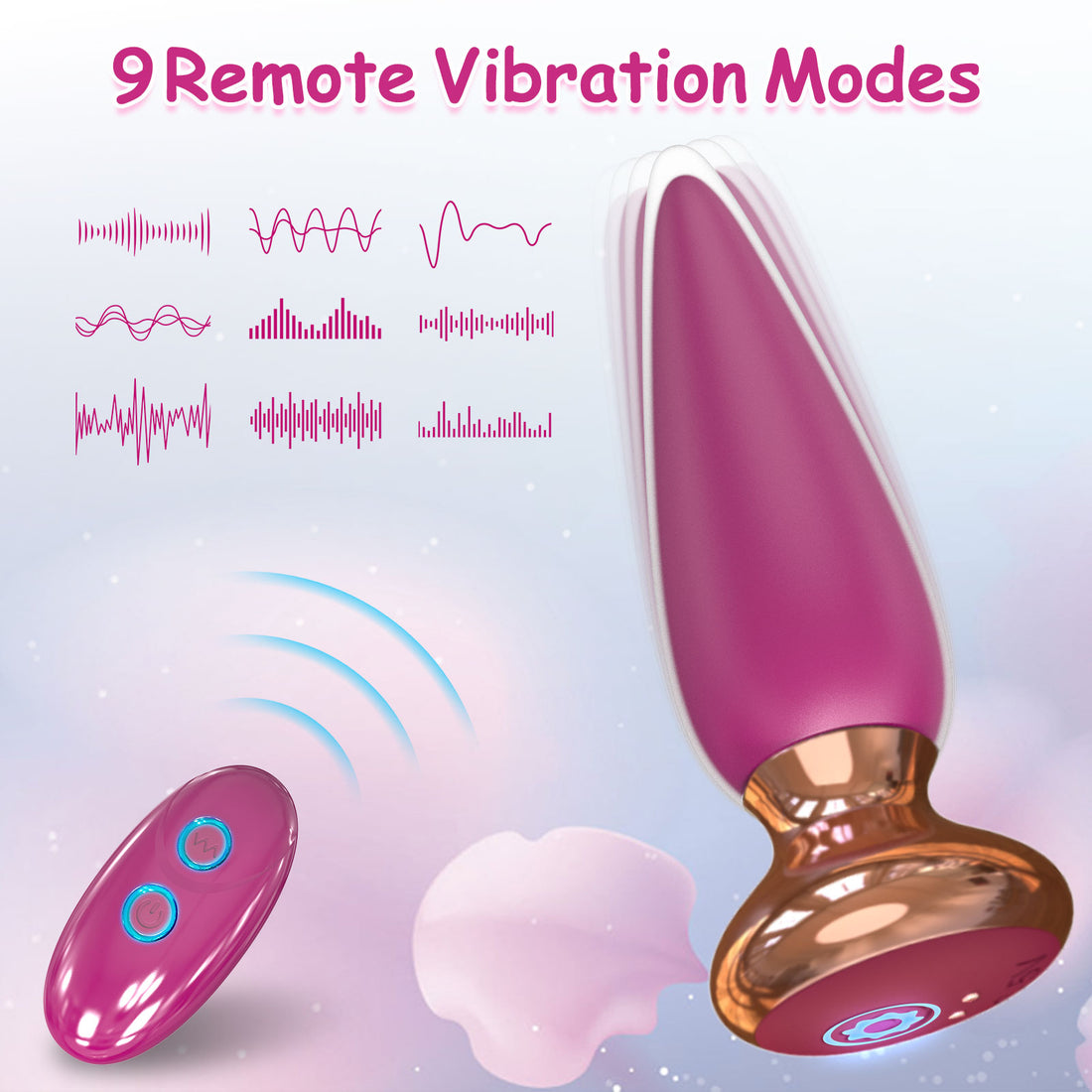 Pink Tapered Remote Control Vibrating Butt Plug