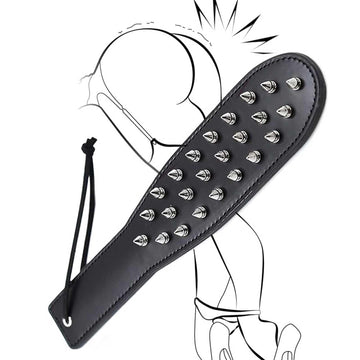 Black Leather Spiked Spanking Paddle Punishment