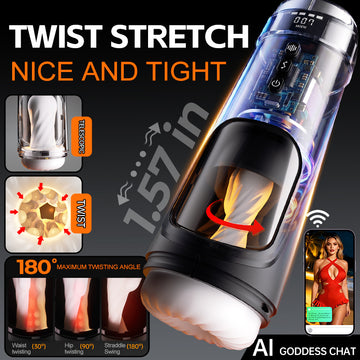 Remote App Telescopic Twisting Vibrating Male Masturbator