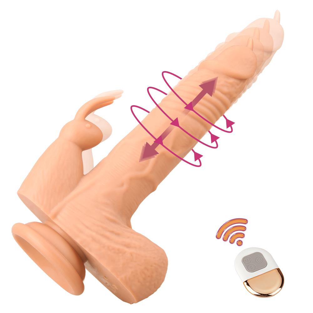 Remote Control 9.8 Inch Realistic Vibrating Rabbit Dildo With Tip