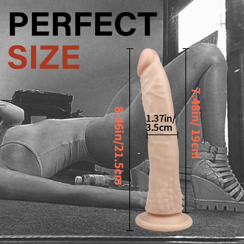 8 inch skintone dildo curved