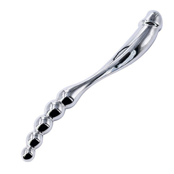 Stainless Steel Double Ended Anal Plug with Bead