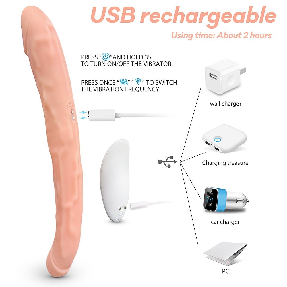 Remote Control Free Bending 11.96 Inch Double-Ended Dildos Dildo