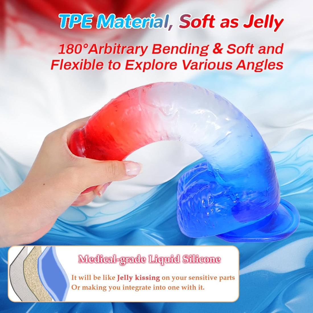 Christmas Dildo Red Blue Ombre Suction Cup