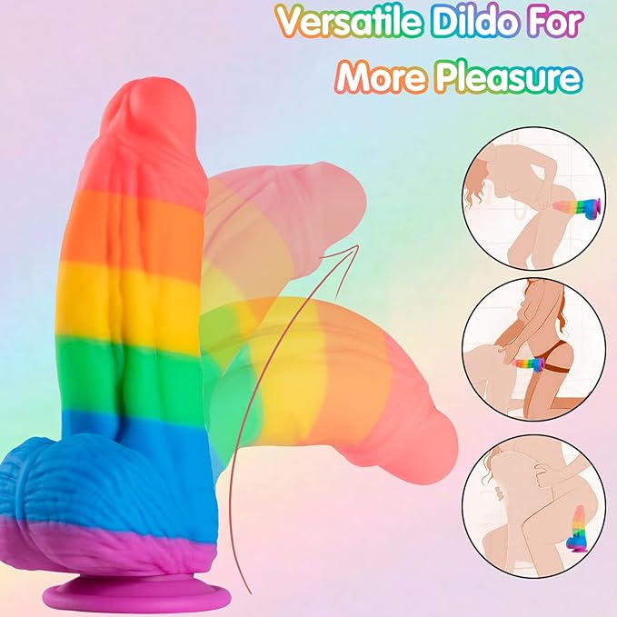 10 Inch Realistic Large Thick Rainbow Dildo
