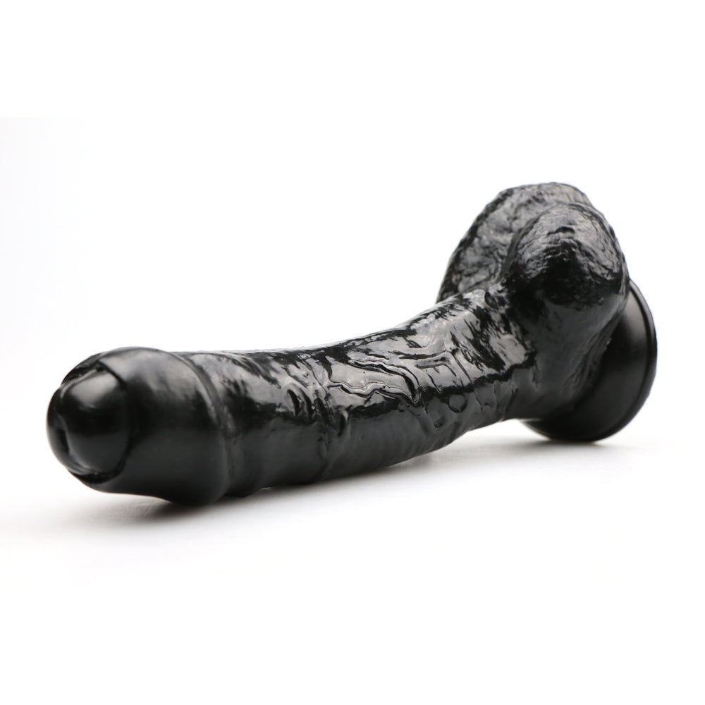 Black Realistic Thick Dildo With Foreskin