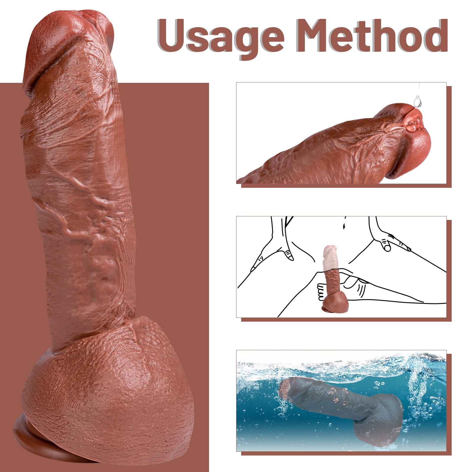 10 inch Brown Suction Cup Realistic Dildo