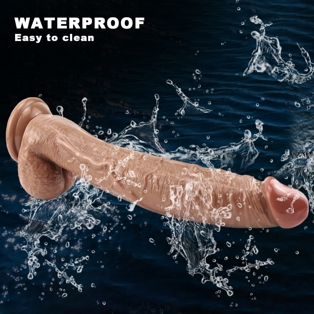 10 inch crooked mouth brown dildo