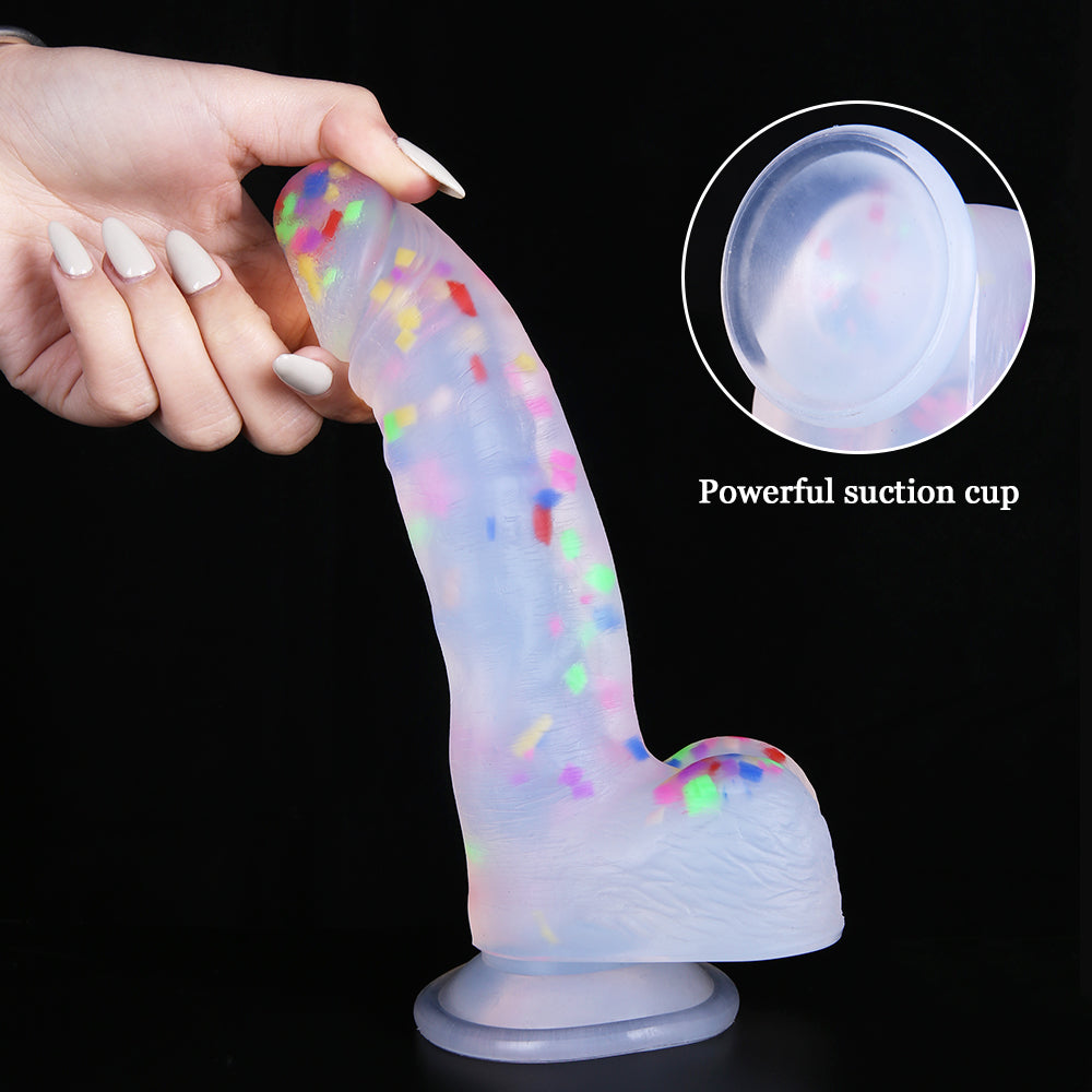 Strap On Jelly 7.68 inch Confetti Dildos