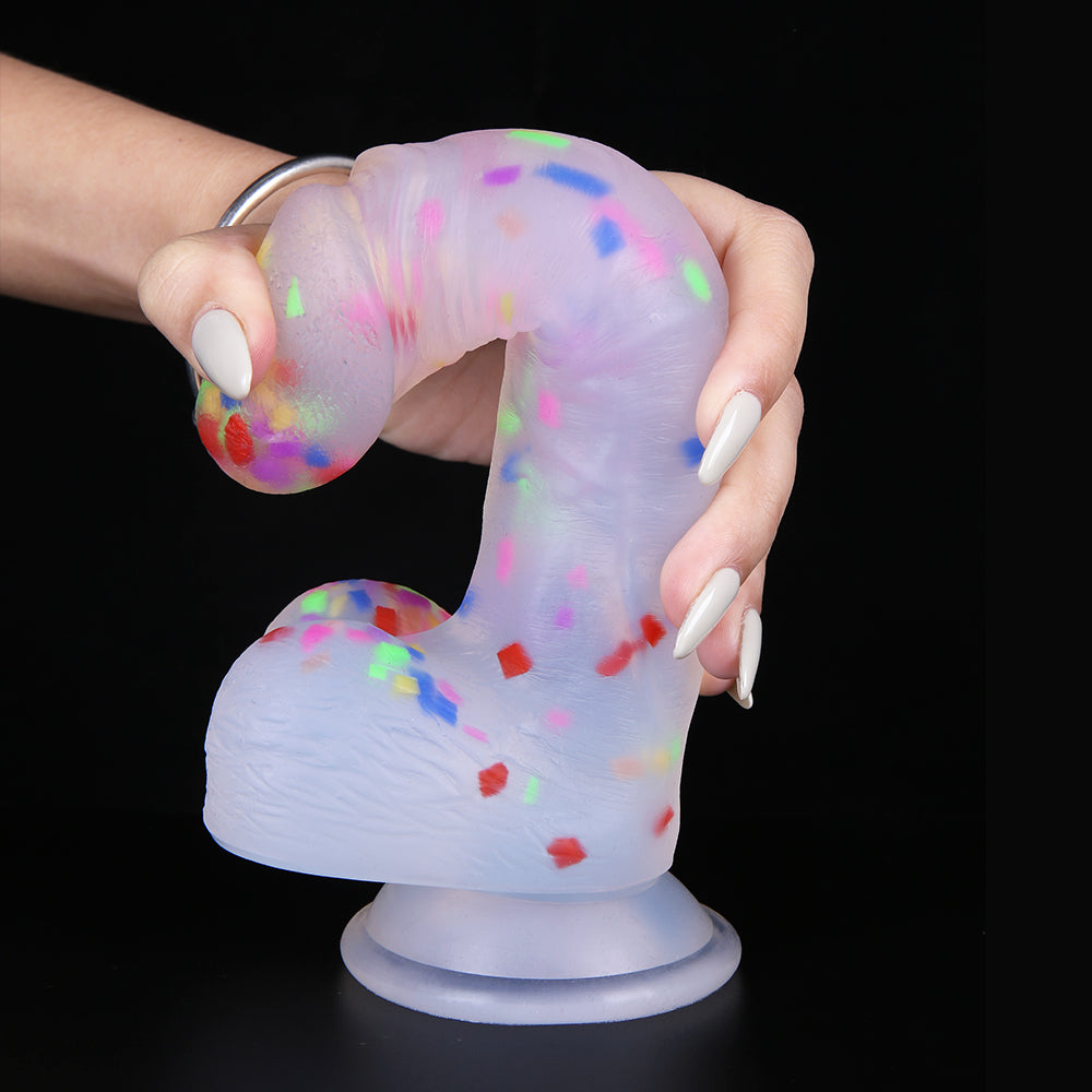 Strap On Jelly 7.68 inch Confetti Dildos