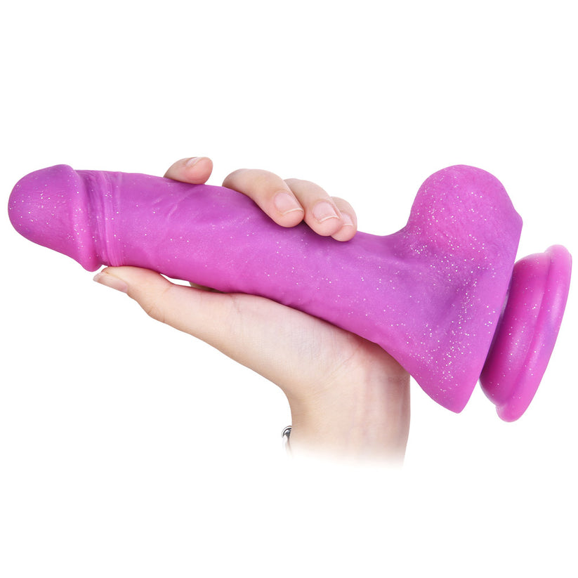 8.26 Inch Silicone Glitter Purple Dildo