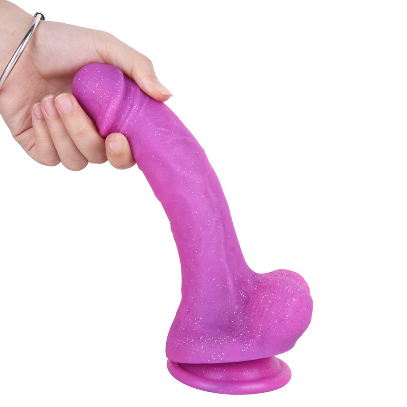 8.26 Inch Silicone Glitter Purple Dildo