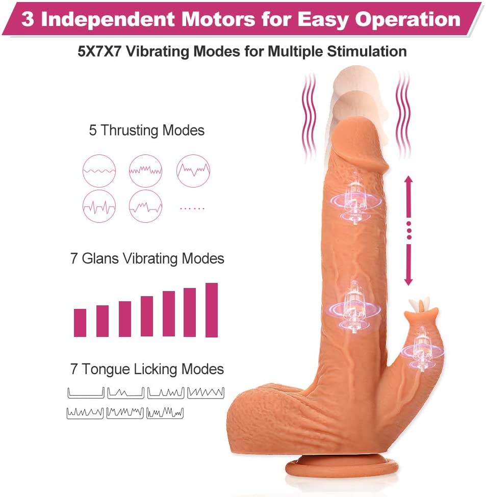 9.8 Inch Liquid Silicone Realistic Vibrating Thrusting Dildo