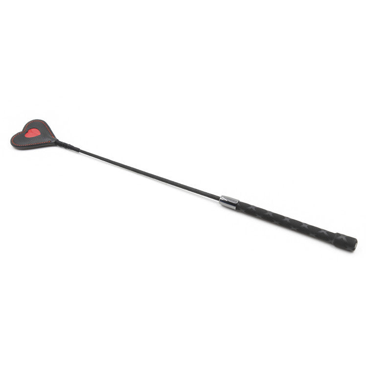 Red Heart Metal Long Handle BDSM Riding Crop