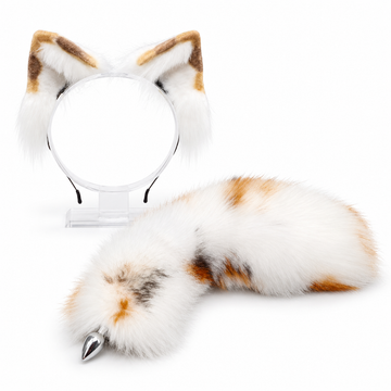 Calico Cat Tail Butt Plugs Cosplay Animal Set