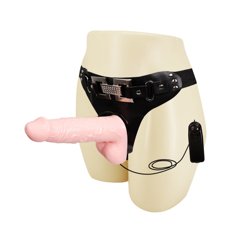 Vac-U-Lock Realistic Flesh Vibrating Strap On Dildo