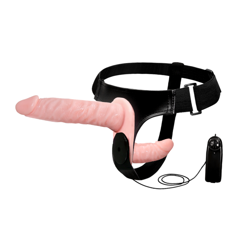 Pink Double Head Vibrating Strap On Dildo