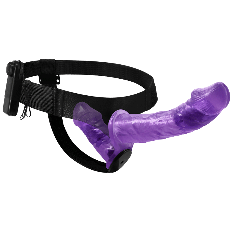 Purple Adjustable Dual Vibrating Strap On Dildo